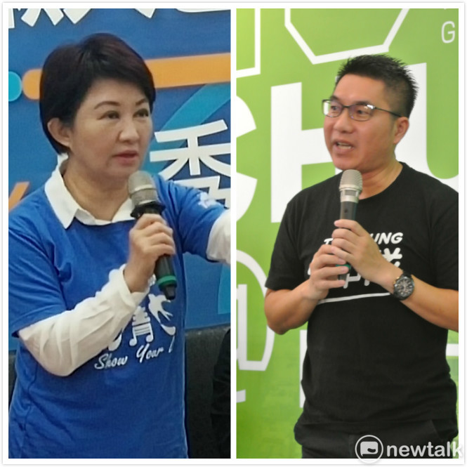 盧秀燕發表社福政見會後說，現在的執政黨都不准人民批判政府。林佳龍競選總部發言人林尚賢反駁，批評與抹黑不同。 圖：唐復年/攝（新頭殼合成）