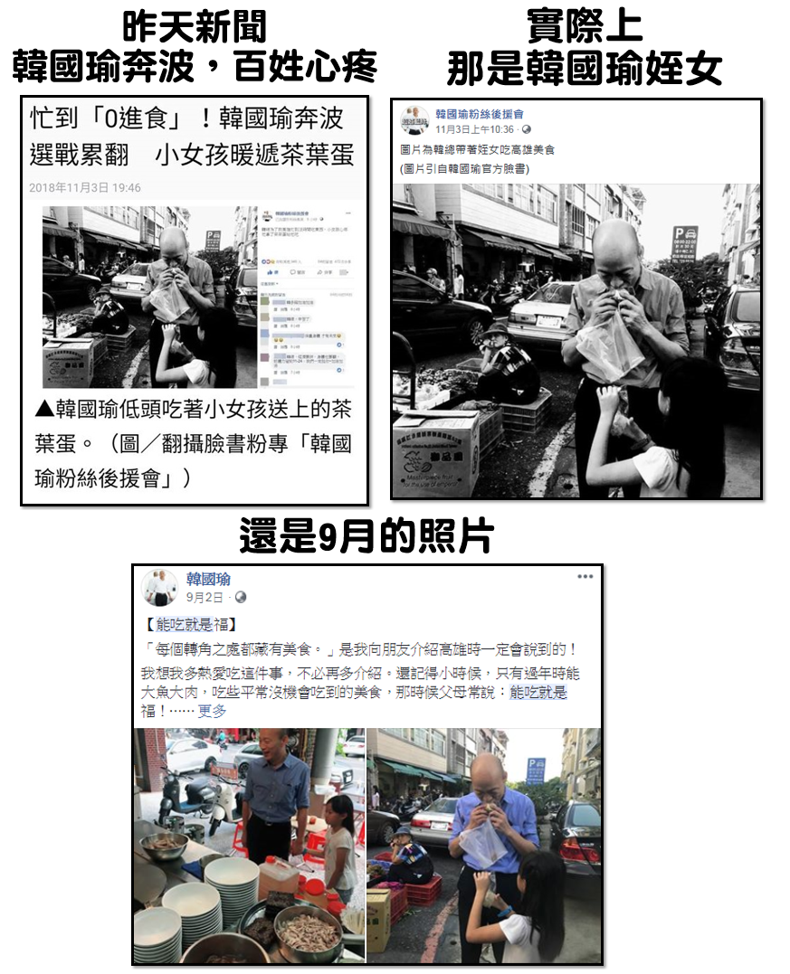 網友踢爆小女孩送暖照，其實是韓國瑜姪女9月的舊照 網路PTT