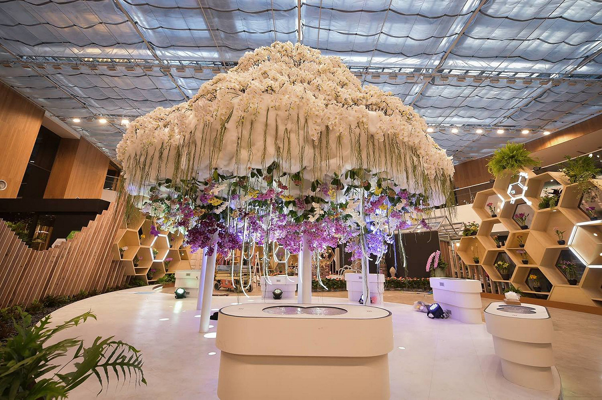 后里森林園區花舞館的「蘭花知識雲」。 圖：截自台中花卉博覽會臉書