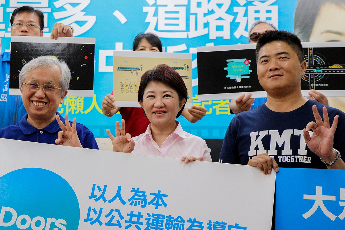 盧秀燕今天在競選總部發表交通政見CF。 盧秀燕競選總部/提供
