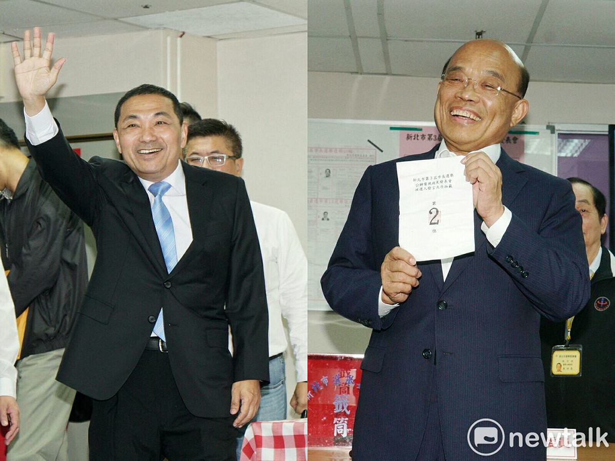國民黨新北市長候選人侯友宜與民進黨新北市長候選人蘇貞昌今進行電視辯論會。 圖：張良一／攝