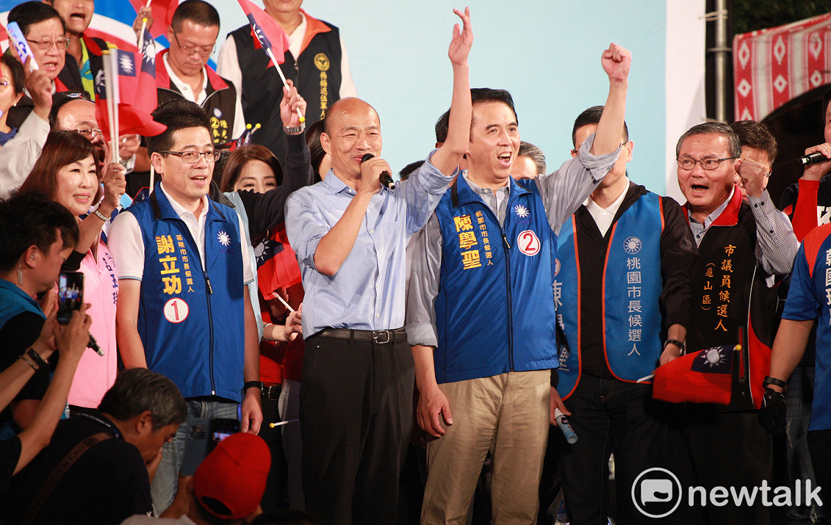 圖為日前韓國瑜現身桃園為陳學聖站台情況。 圖：林昀真／攝