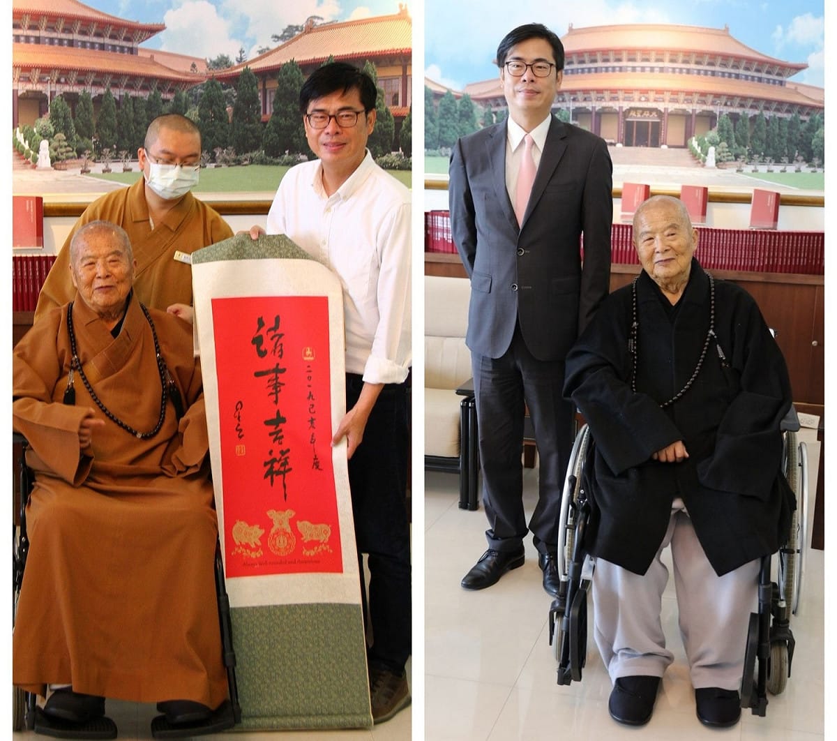 陳其邁多次拜訪星雲大師，互動自然，不對外宣告。 圖:陳其邁競選辦公室提供。
