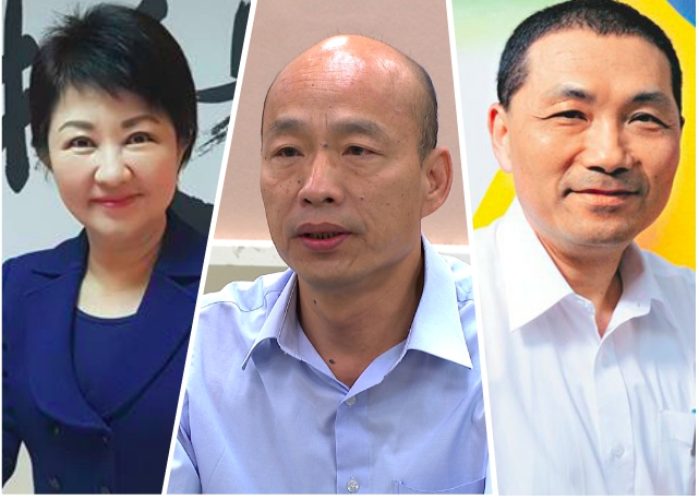 國民黨台中市長候選人盧秀燕（左）、高雄市長候選人韓國瑜（中）、新北市長候選人侯友宜（右）。 圖：新頭殼合成