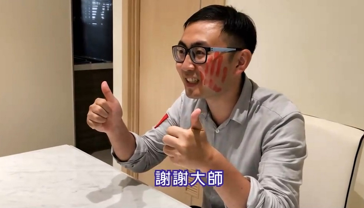 廖先翔的影片以巴掌印代表五號，令人印象深刻。 圖：翻攝廖先翔影片