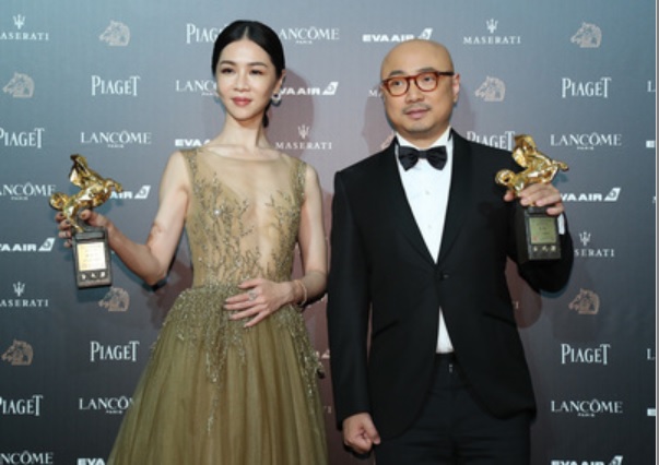 金馬最佳男女主角謝盈萱(左)、徐崢(右)。 圖：中央社