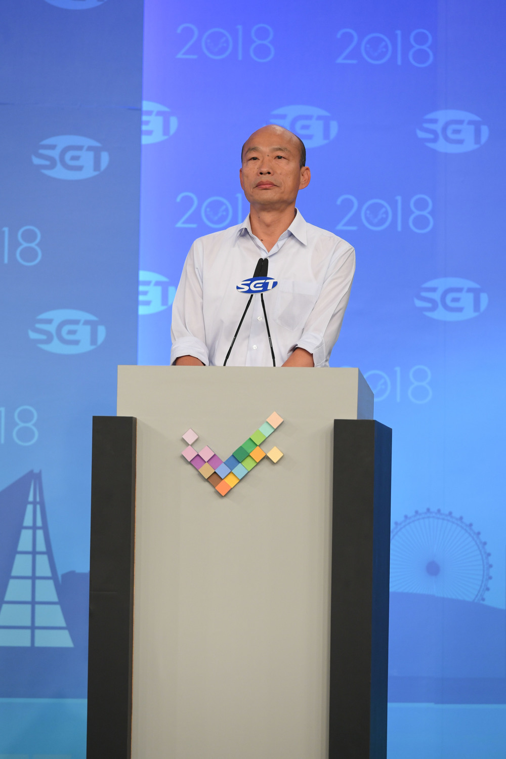 陳其邁問文化政策，韓國瑜：任命英文非常好的局長。 圖：三立電視提供