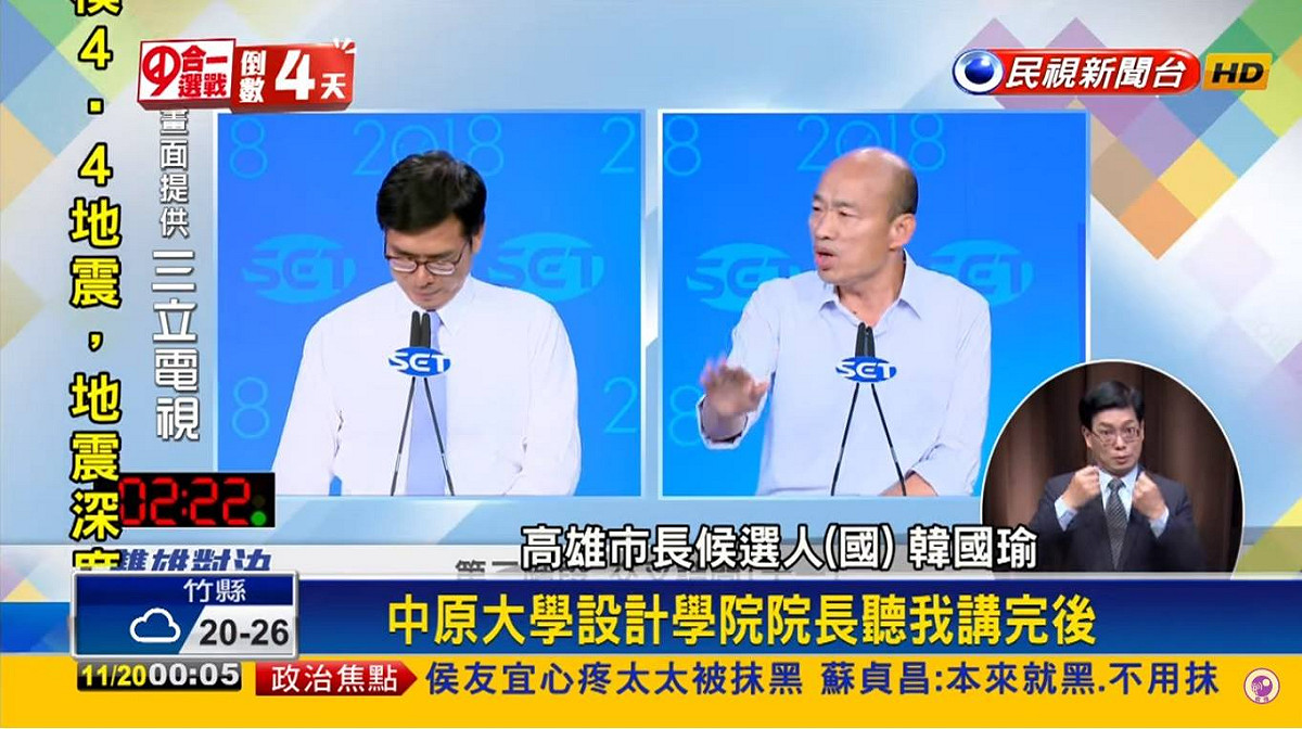 韓國瑜結辯糾結愛情摩天輪，並且出現張冠李戴。 圖：翻攝電視畫面