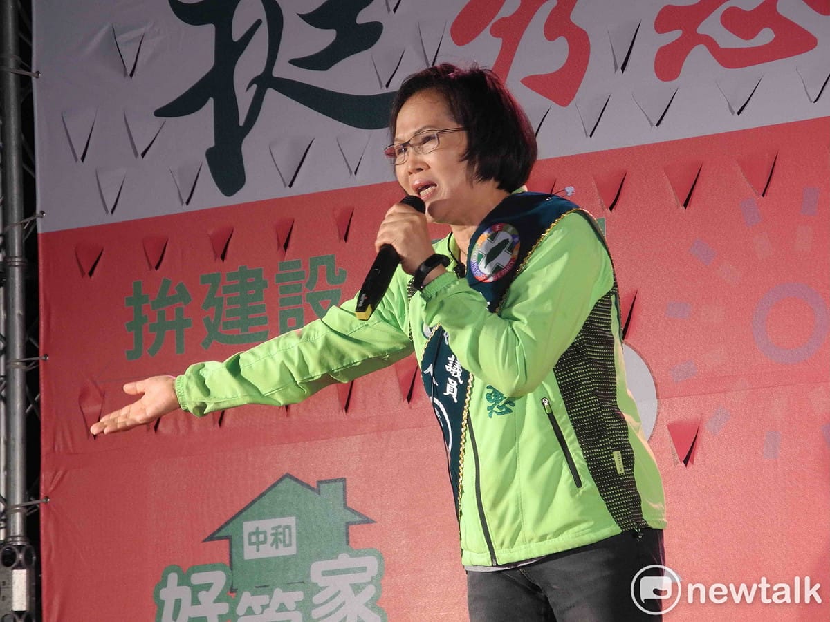 林秀惠調侃江永昌一心一意挺張志豪，呼籲選民當她的靠山。 圖：王峻昌/攝