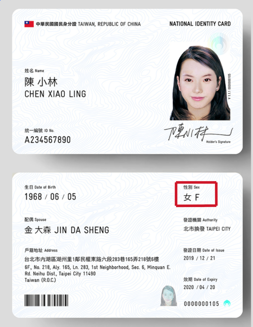 未來身分證號碼開頭將以「1」代表男性、「2」代表女性，而「0」則獨立出來給跨性別人士使用。 圖：翻攝「身分證明文件再設計」官網