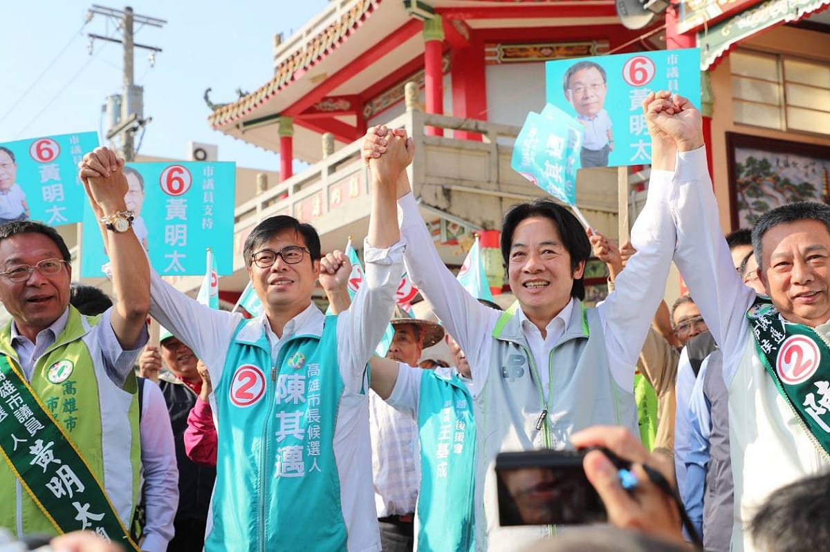 賴清德表示，陳其邁是暖男，他相信內心有愛可以帶大家度過韓流，沒有問題。 圖：陳其邁競選辦公室/提供