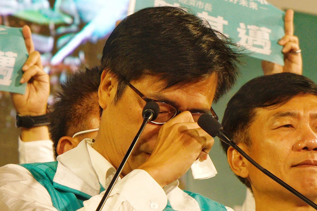 陳其邁淚灑選前之夜。 圖：張良一/攝