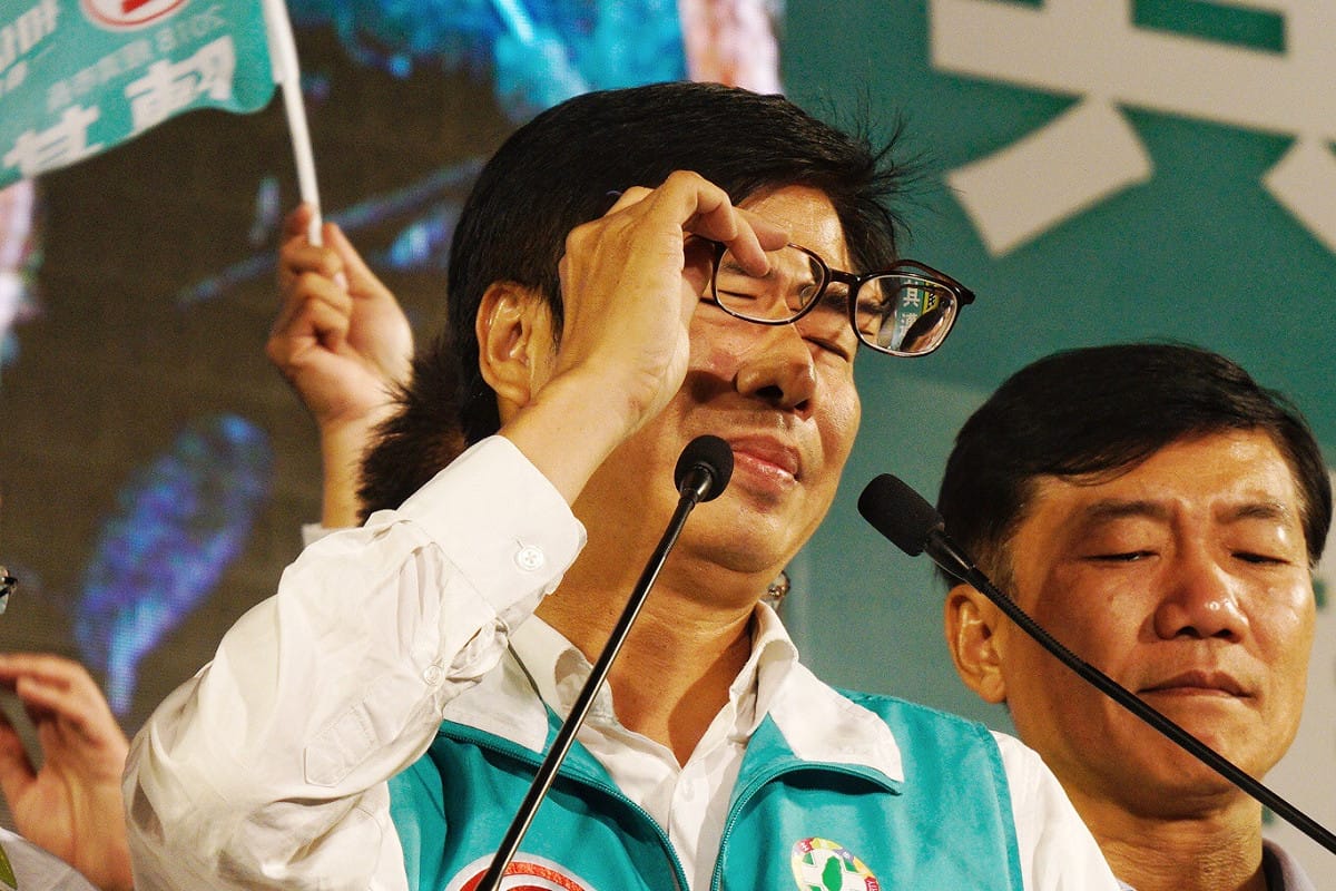 陳其邁淚灑選前之夜。 圖：張良一/攝