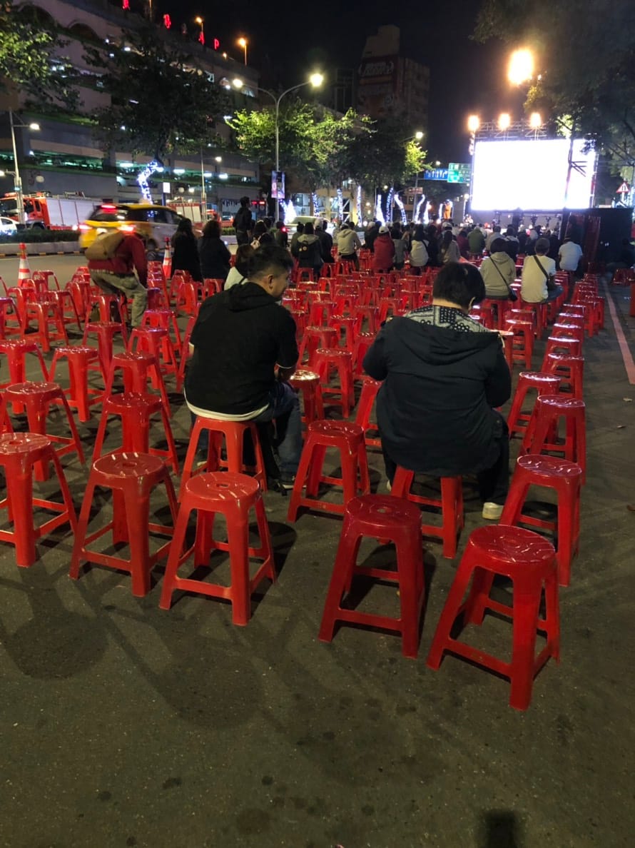 蘇貞昌開票夜的現場氣氛愈顯得有點冷清且緊張。 圖：謝莉慧/攝