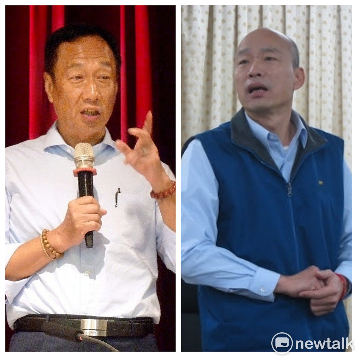 韓國瑜與郭台銘通電話，力邀郭董投資高雄，郭董邀他出席廈門峰會。 圖：新頭殼合成