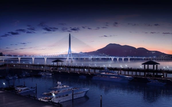 公路總局完成淡江大橋主橋段工程簽約，預計2024完工通車。 圖：公路總局提供