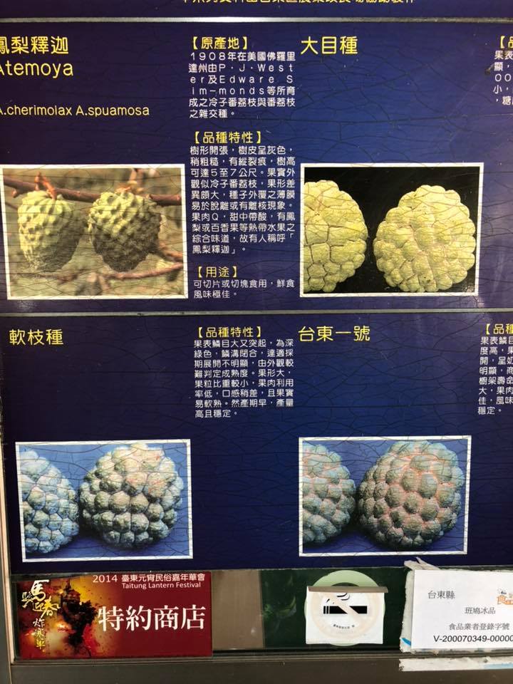台東釋迦農民生產各式各樣的接枝釋迦，如鳳梨釋迦、荔枝釋迦、大目種、台東一號等。 圖：翻攝自謝金河臉書