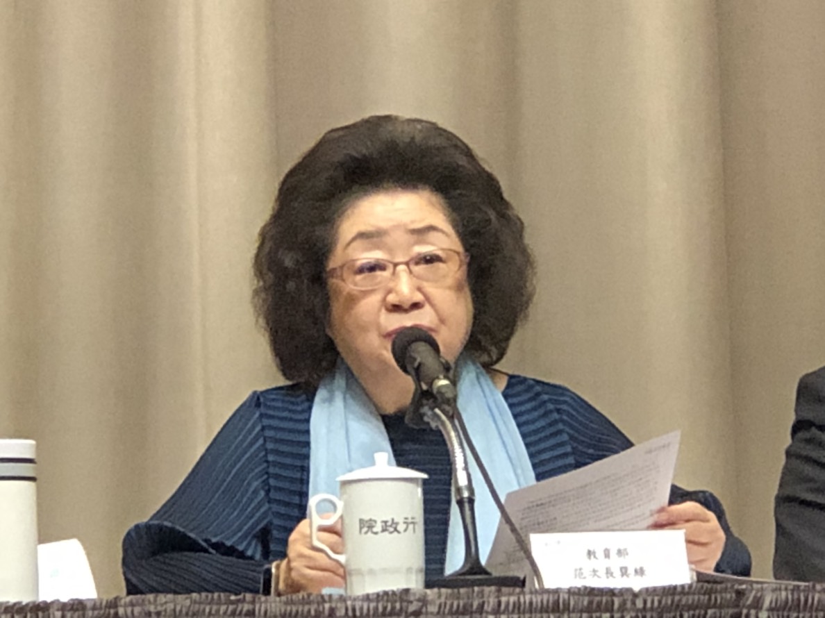 出席會後記者會的教育部次長范巽綠。 圖：謝莉慧/攝