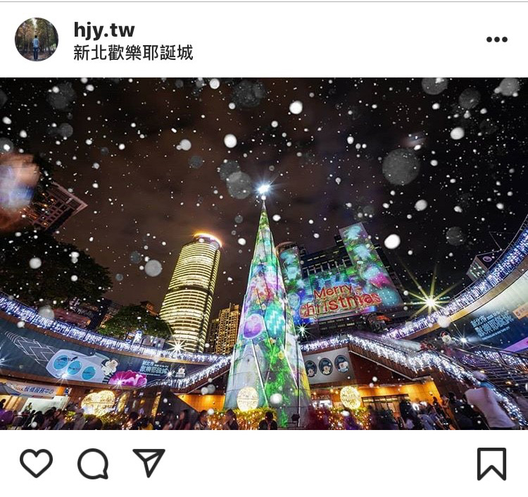 新北耶誕城的主燈秀，每年都吸引許多人前往朝聖。 圖：翻攝自instagram hjy.tw／開放權限