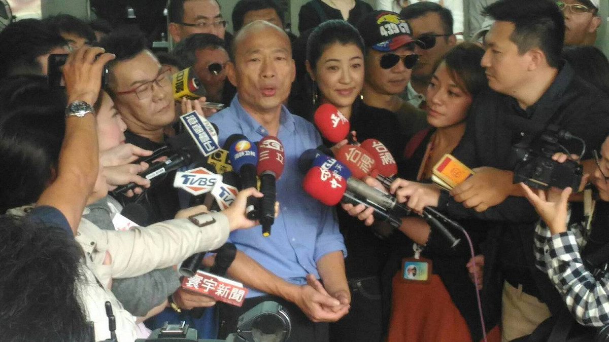 韓國瑜和許淑華現身錄影現場。 圖 :孫家銘/攝