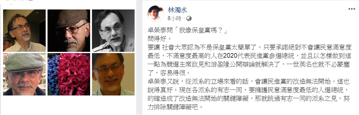 回應卓榮泰「我像保皇黨嗎？」 林濁水說只要承諾這件事……