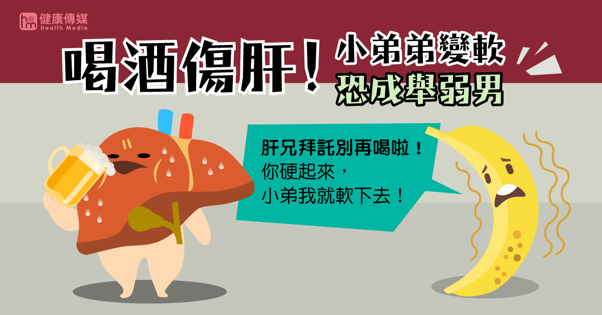 有醫學研究發現，酒精可能破壞睪丸的功能，讓睪丸產生男性荷爾細胞受損害，睪丸酮在血液中減少，降低性慾，更甚者導致男性睪丸萎縮，最終導致完全失去性交能力。 圖／健康傳媒製作