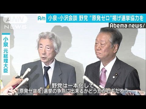 前首相小泉與自由黨黨魁小澤相約要以「廢核」為選舉焦點，必能讓安倍自民黨斃命(3) 圖：翻攝自網路電視Abema