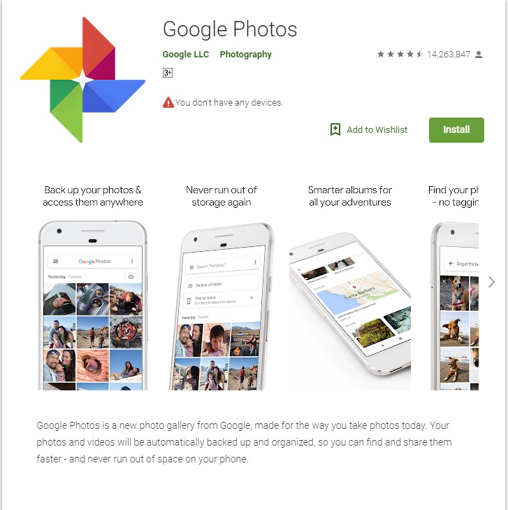 被指控侵犯險私權的Google Photos 圖：翻攝自Google網站