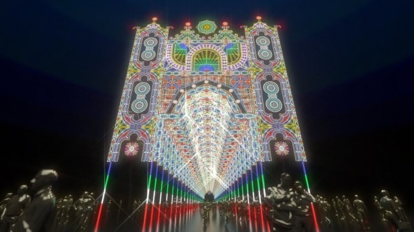 「Façade」是設置在仁愛路四段逸仙路口的大型建築物，呈現華麗、壯觀、雄偉氣氛。 圖：台北市政府商業處/提供