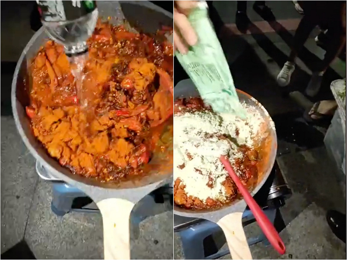 人潮塞爆！炒一鍋辣椒餵「肉圓惡爸」，直播破 9 萬人。 圖／翻攝自臉書