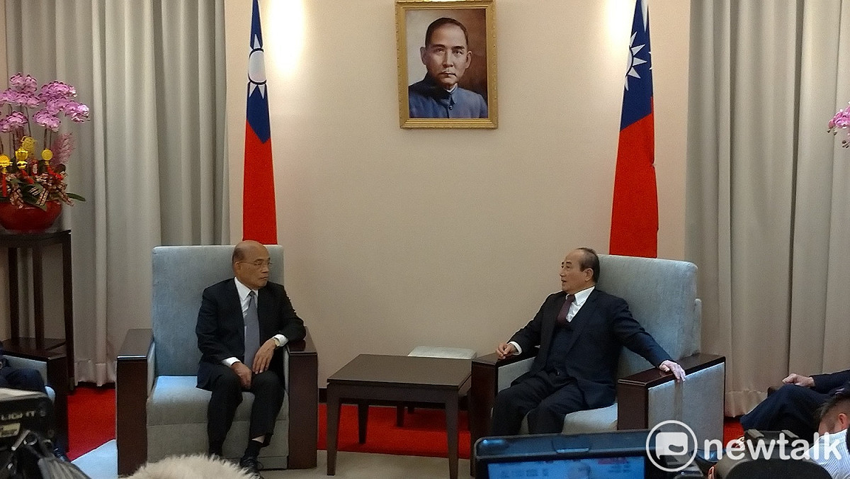 王金平今天與蘇貞昌會面。 圖：陳佩君／攝