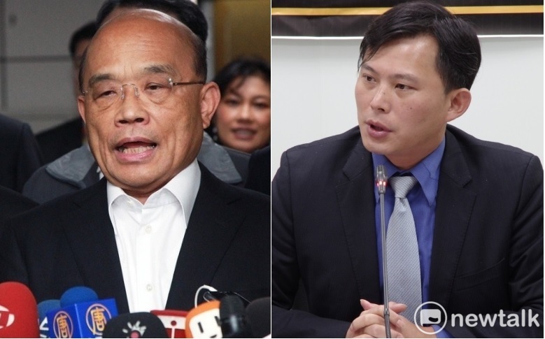 時代主席黃國昌（圖右）不吝讚許行政院長蘇貞昌行政院長蘇貞昌（圖左）將澎管處處長陳志賢調職處分。 圖：新頭殼合成照