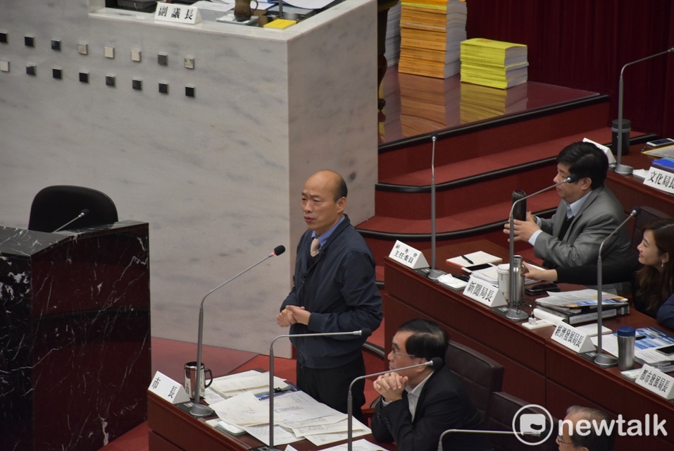 高雄市長韓國瑜接受質詢。 圖：孫家銘／攝（資料照片）