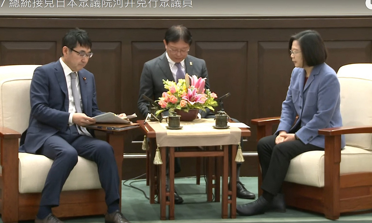 總統接見日本眾議院河井克行眾議員 圖：翻拍自總統府youtube