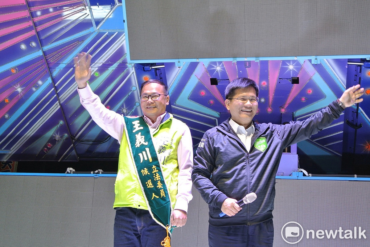 林佳龍首度以交通部長身分站台助講。 圖：唐復年/攝