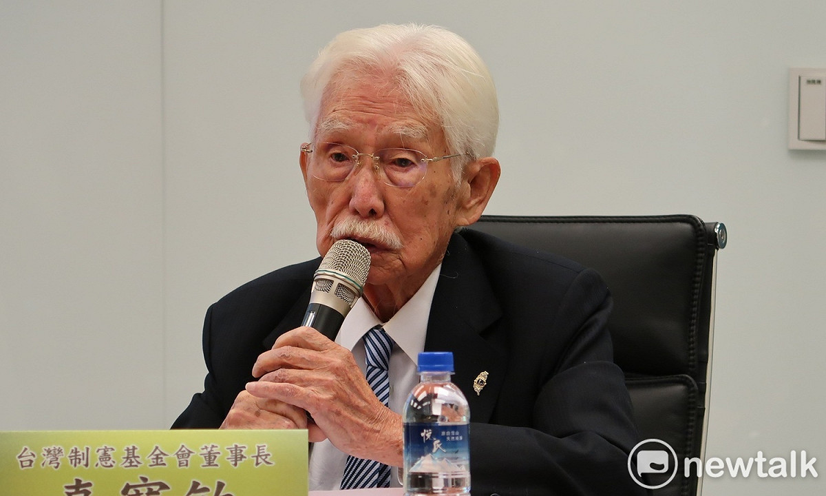 台灣制憲基金會董事長辜寬敏18日表示，2020年總統大選，最好是蔡英文總統請賴清德出來選。 圖：林朝億/攝