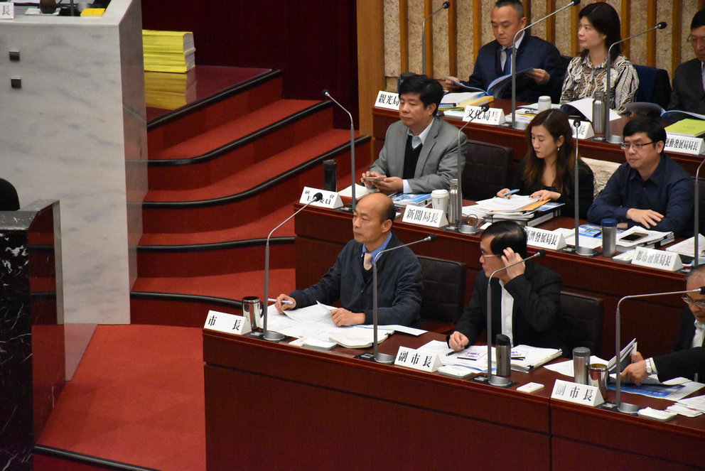 高雄市長韓國瑜至議會接受備詢。 圖：孫家銘／攝 (資料照片)