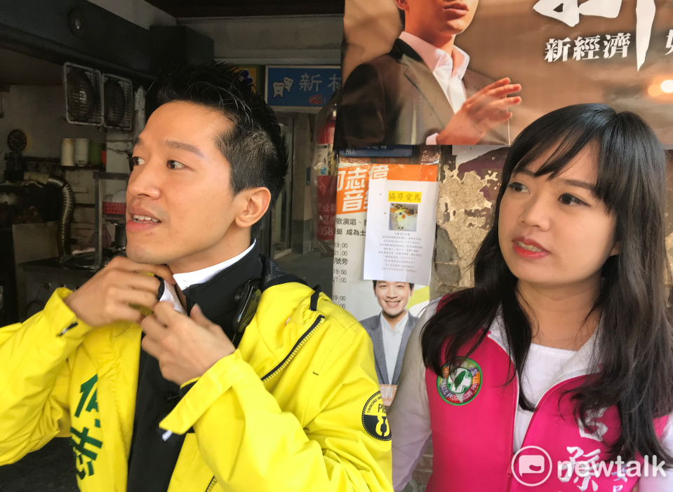 呂孫綾今天陪同何志偉掃街。 圖：陳佩君／攝