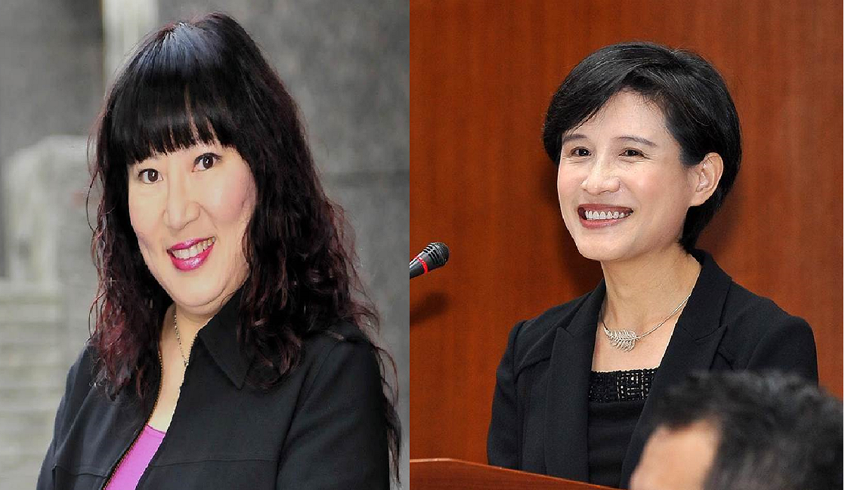 針對鄭麗君（右）在餐會上遭呼巴掌事件，資深媒體人林育卉（左）：轉型正義不能等！ 圖：新頭殼合成