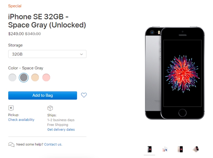 蘋果將iPhone SE 再次上架販售。 圖：翻攝蘋果美國官網