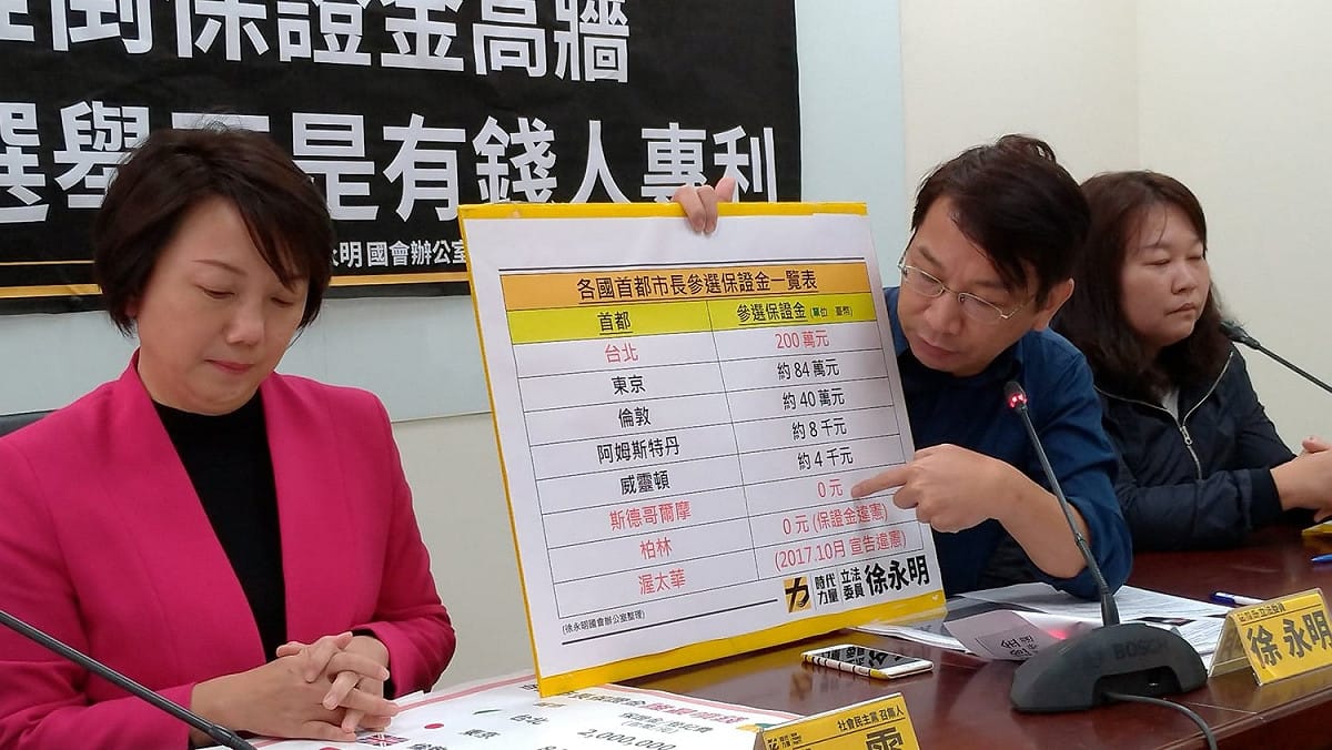 各國首都市長參選保證金，為台北200萬最高。 圖：陳佩君／攝