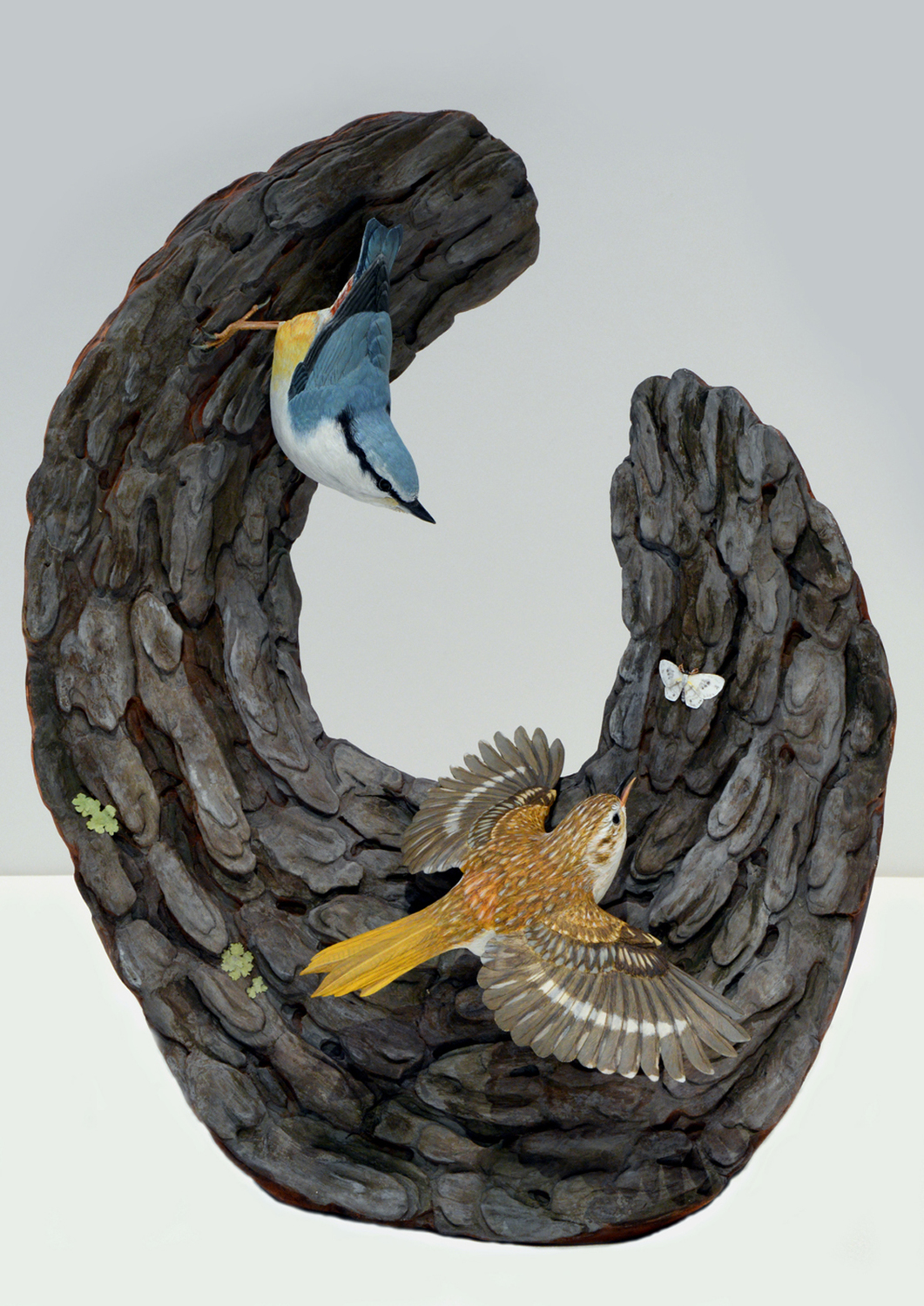 「如生─2019臺日野鳥雕刻工藝創作交流展」預計展出作品-ゴジュウカラとキバシリ  圖：工藝台北分館/提供