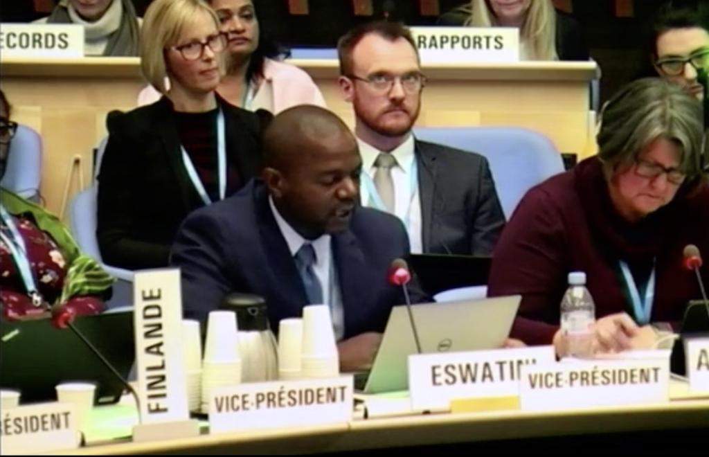 史瓦帝尼衛生部政務次長Simon Mfanzile Zwane (EB副主席）。 圖：翻攝自世界衛生組織(WHO)官網影片