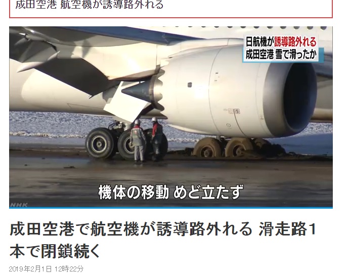 從印度新德里飛至成田機場的日本航空740航班（波音787機型）。 圖：翻攝自NHK官方網站報導