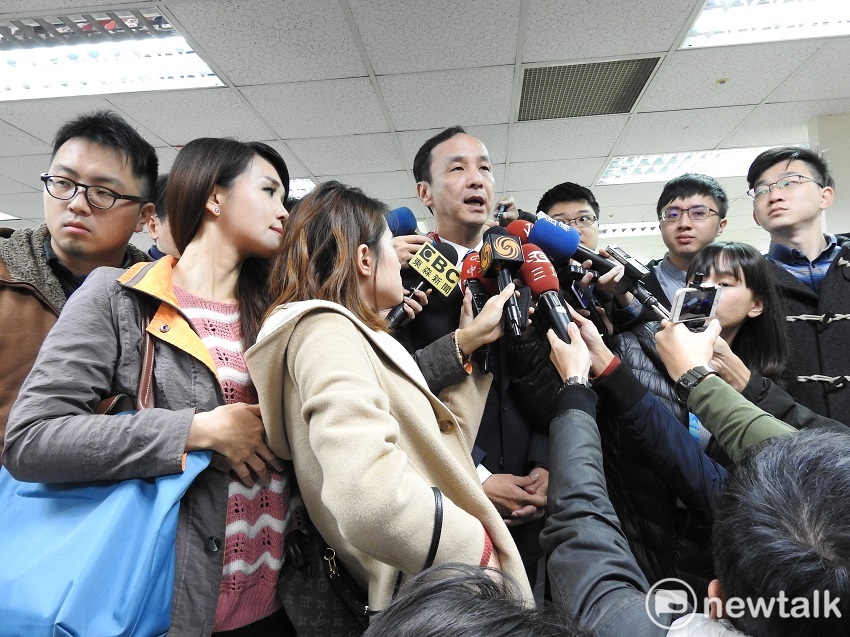 前新北市長朱立倫今天參加國民黨新春團拜。 圖：趙婉淳／攝