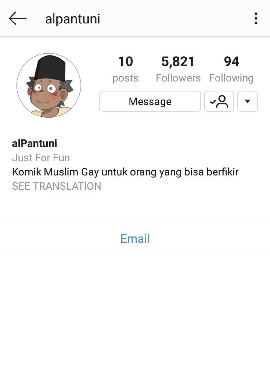 社群平台Instagram日前出現穆斯林同志漫畫，引發保守派網友及當局不滿。 圖：翻攝自instagram