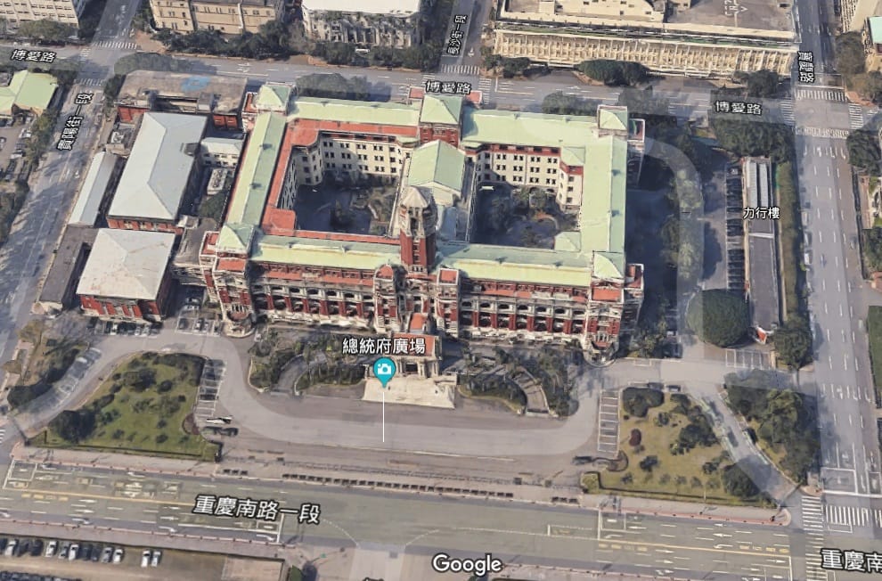 《Google地圖》3D後總統府外觀。 圖：翻攝Google Map