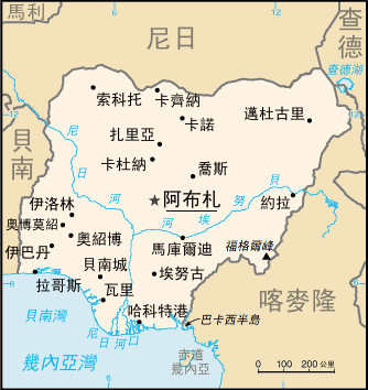 奈及利亞地圖。 圖：翻攝維基百科