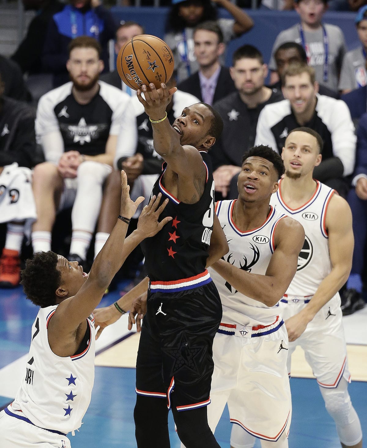 明星賽MVP詹皇隊Kevin Durant。 圖／美聯社／達志影像
