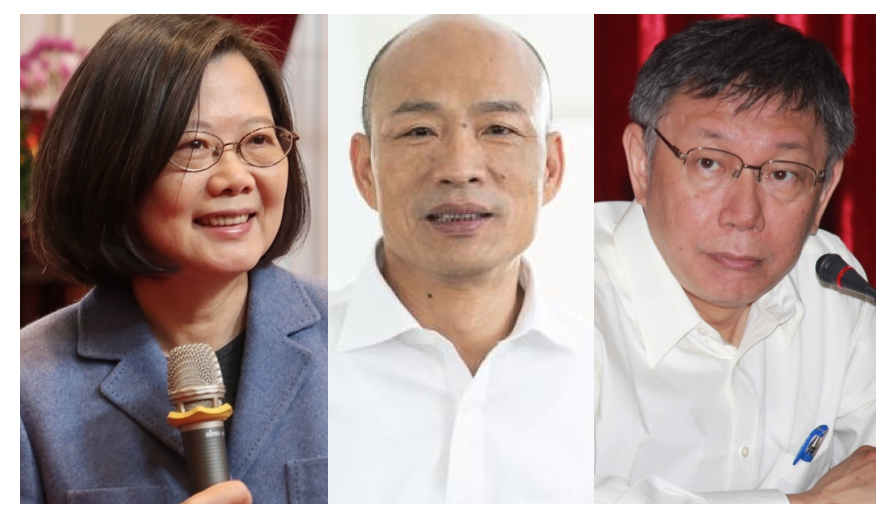 2020總統大選民調  國民黨若由韓國瑜出馬  打趴蔡英文、柯文哲等各種組合對手。 圖：新頭殼合成